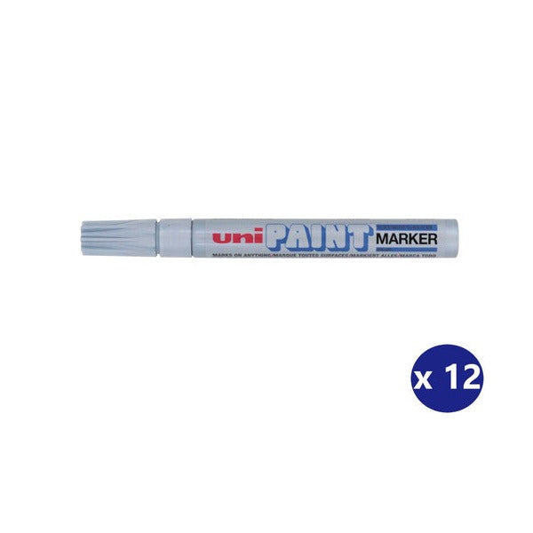 Uni Paint Marker Medium 2.8mm Bullet Tip Silver Box of 12
