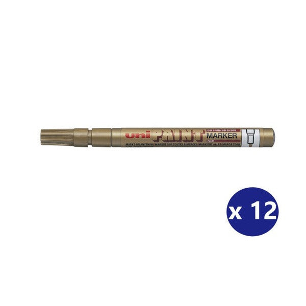 Uni Paint PX-21 Permanent Marker 1.2mm Bullet Tip Gold Box of 12