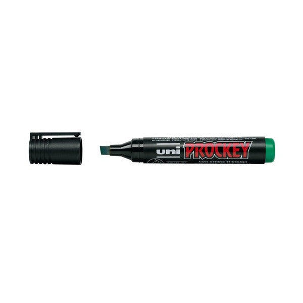 Uni Prockey PM-126 Permanent Marker Chisel Tip 5.7mm Green Box of 12