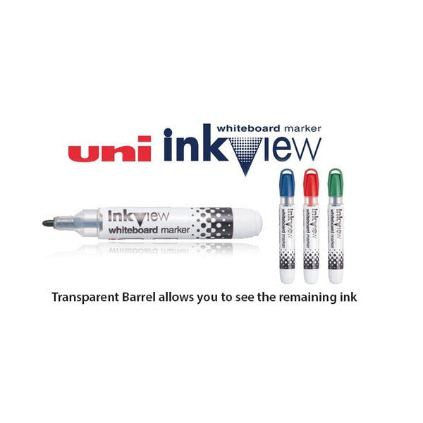 Uni Inkview Whiteboard Marker Bullet Tip 1.8mm Red Box of 12