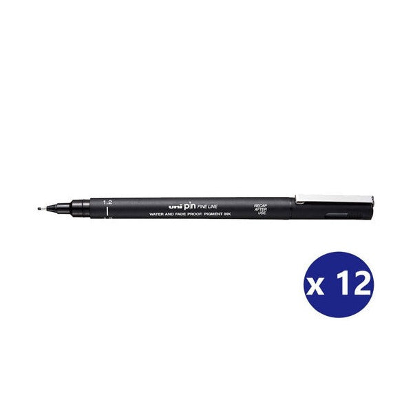 Uni Pin Fineliner 1.2mm Black Box of 12