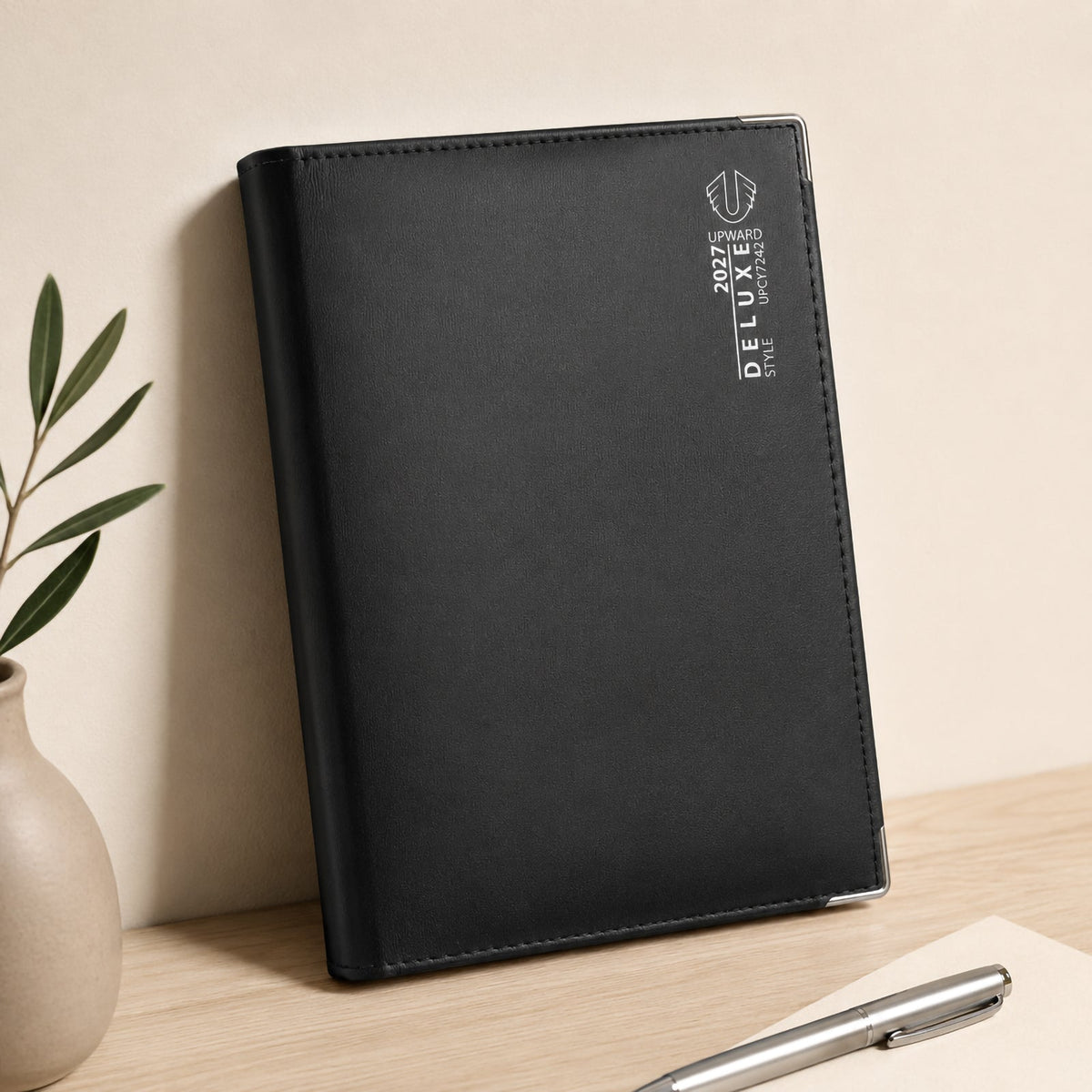 Upward Deluxe 2027 A5 PU Day To Page Diary Black