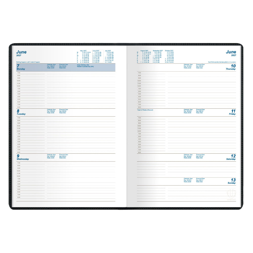 Upward Standard 2027 A5 Week To View Diary Black