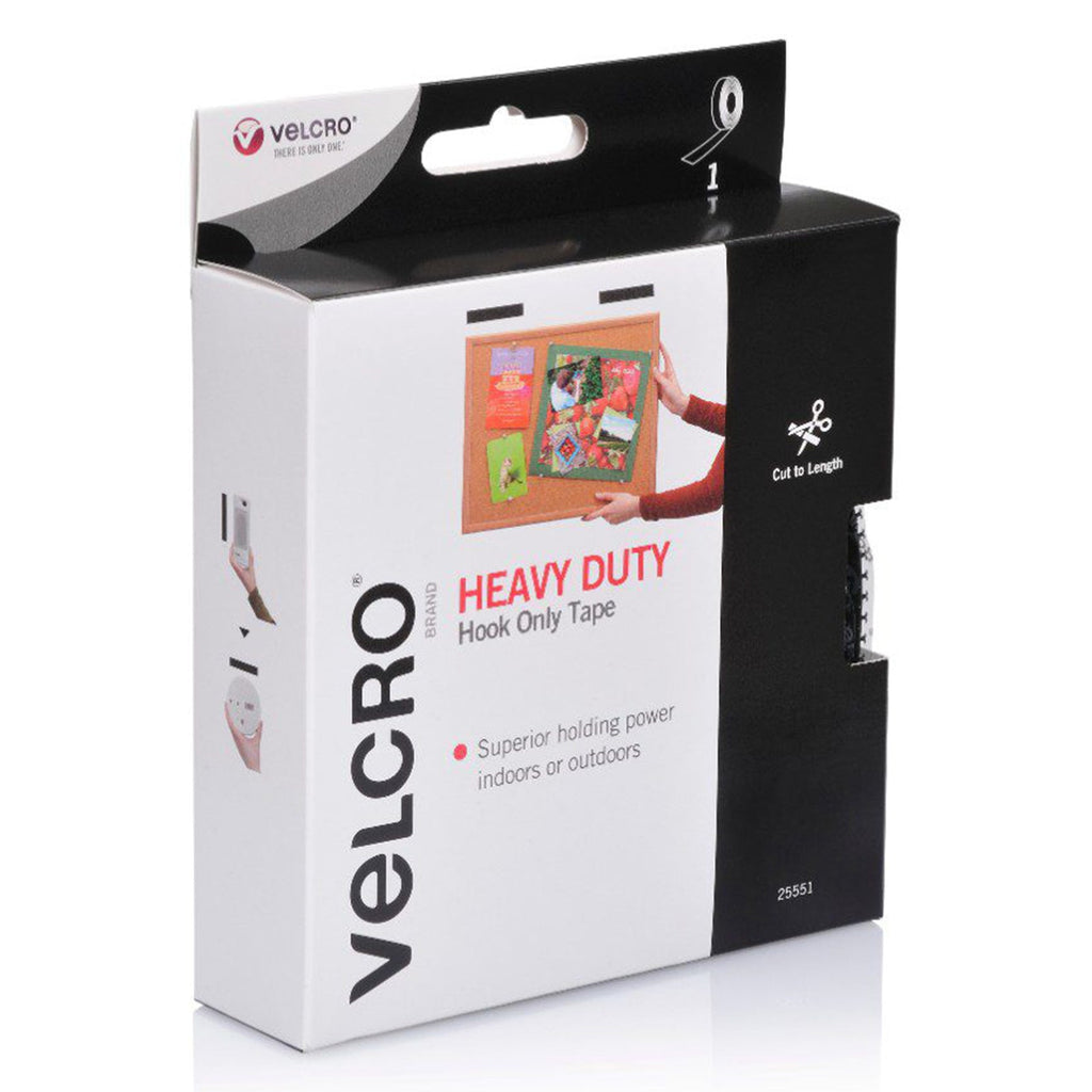 Velcro Brand Heavy Duty Hook Only Tape 25mm x 3m Black