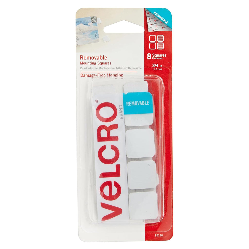 Velcro Brand Removable Squares 19mm White Pack of 8