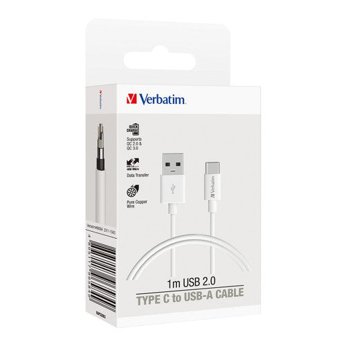Verbatim Charge and Sync USB-C Cable 1m White
