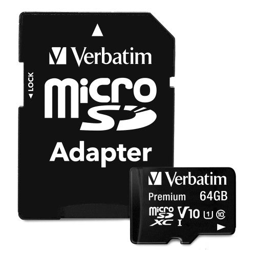 Verbatim Premium MicroSDXC Card with Adapter 64GB Black