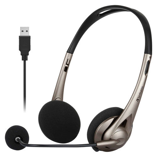Verbatim USB-A Headset with Boom Microphone Black Grey