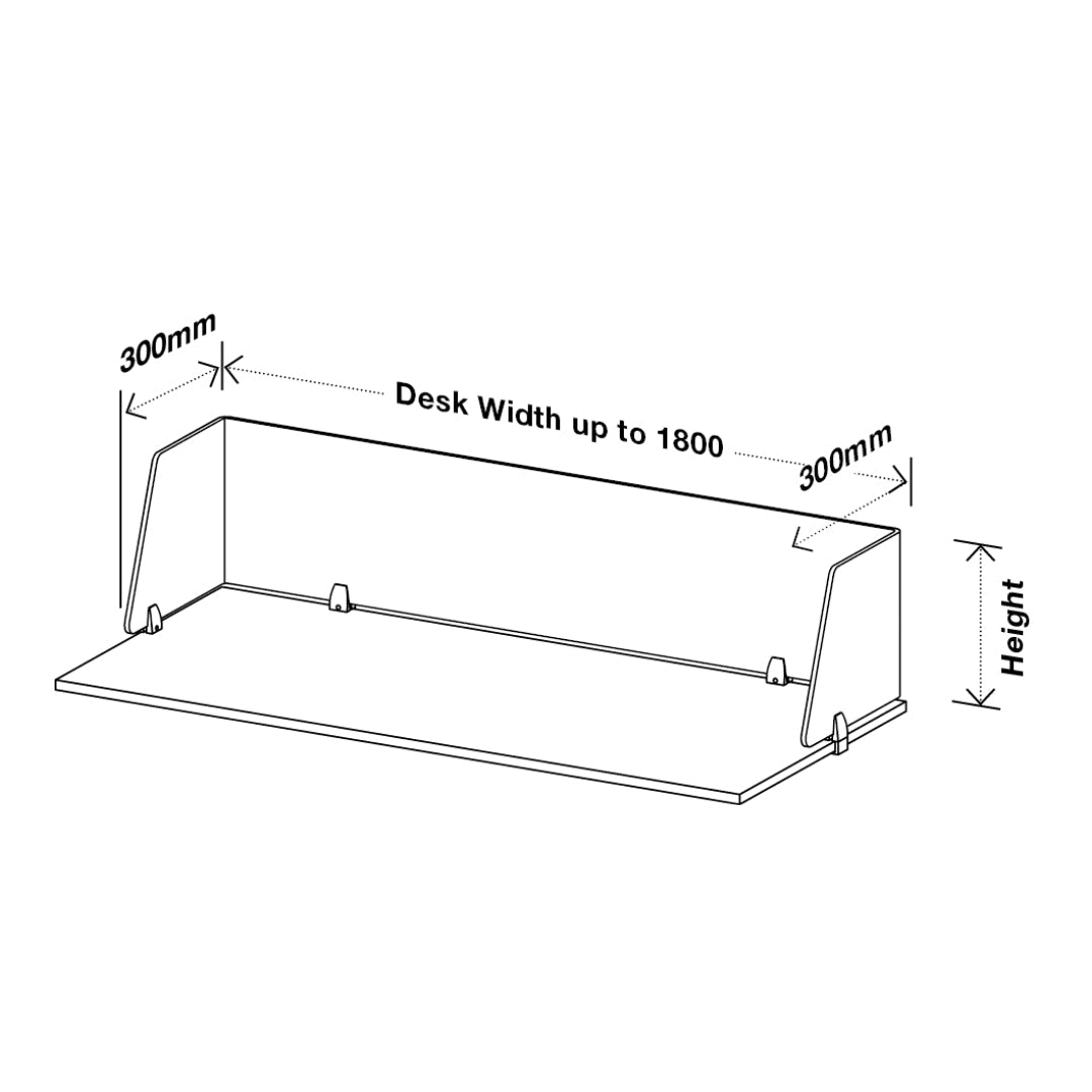 Visionchart DS12-UA-1240 SANA Serenity Desk Screen 12mm Above Desk Surround 1200x400+300+300mm