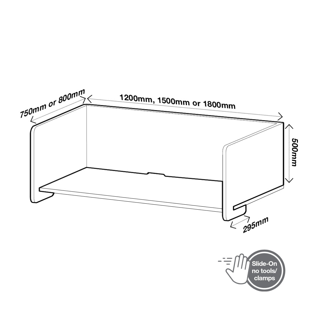 Visionchart DS24-US-1280ALT SANA Serenity Desk Screen 24mm Sit-Stand Slider Surround 1200x800x500mm