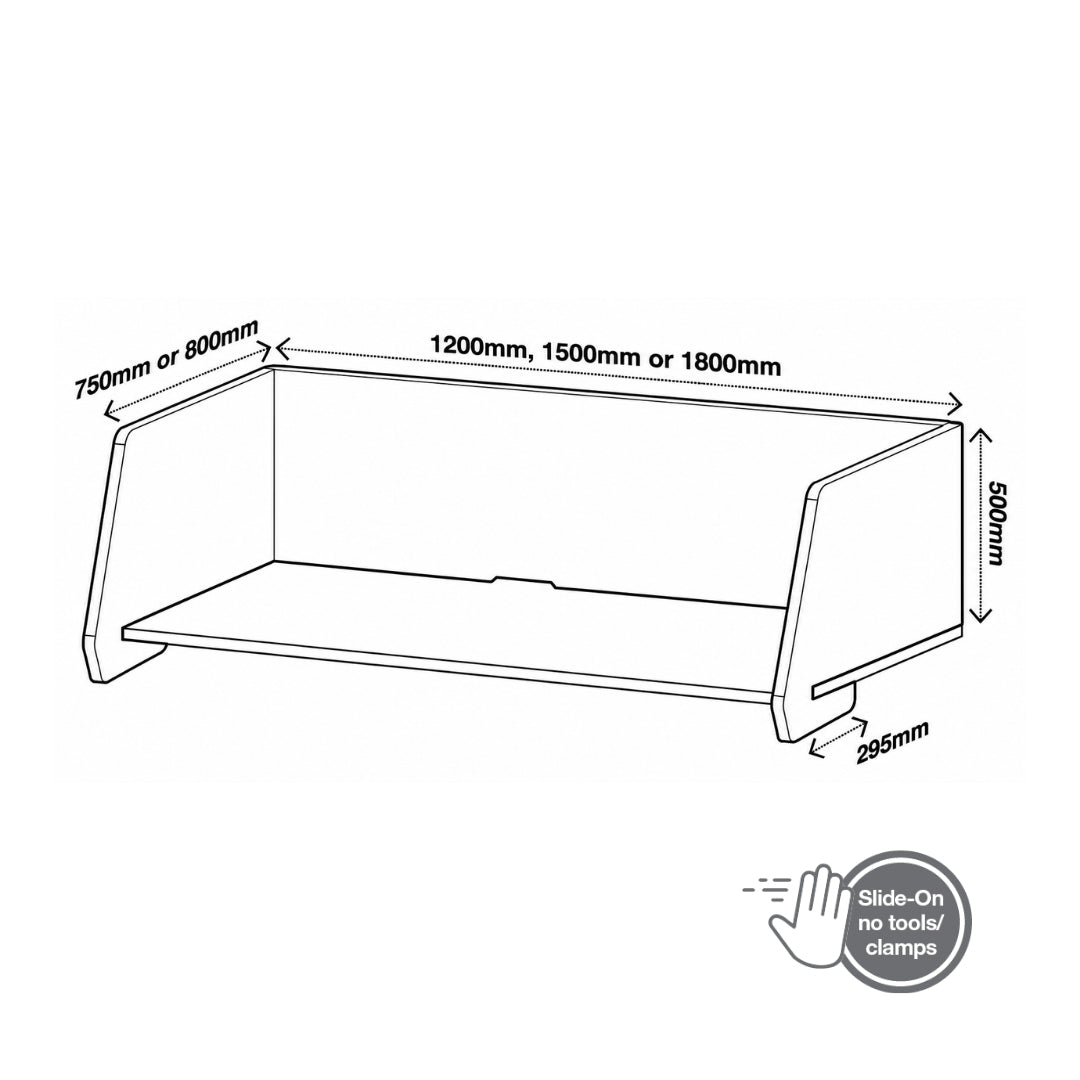 Visionchart DS24-US-1280INC SANA Serenity Desk Screen 24mm Sit-Stand Slider Surround 1200x800x500mm