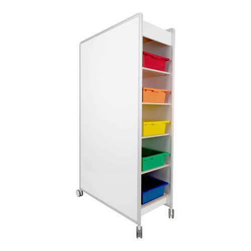 Visionchart Huddle Double-Sided Mobile Whiteboard with Extra 2 Shelves and 10 Tote Trays