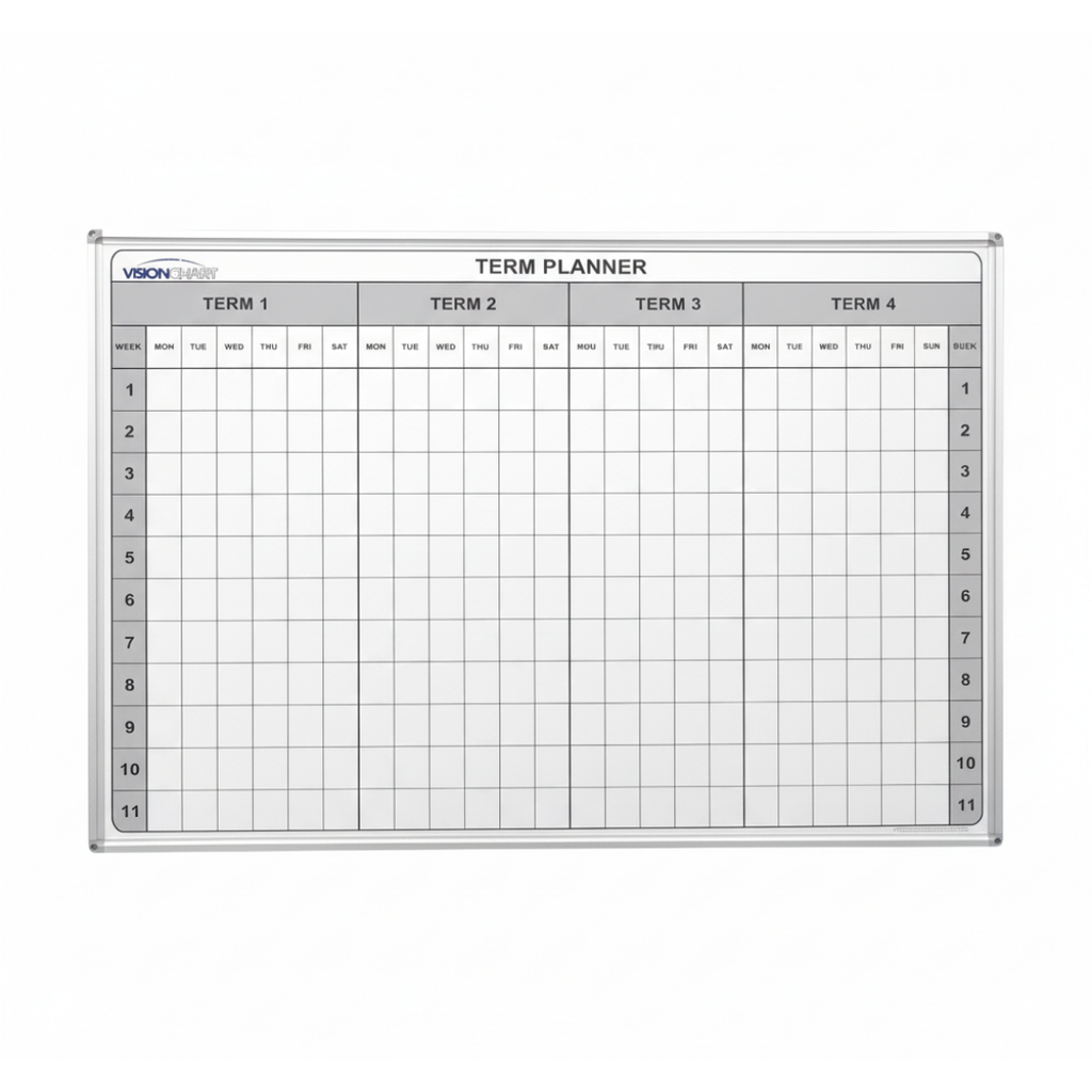 Visionchart School Planner Magnetic Whiteboard 1200 x 900mm 4 Term