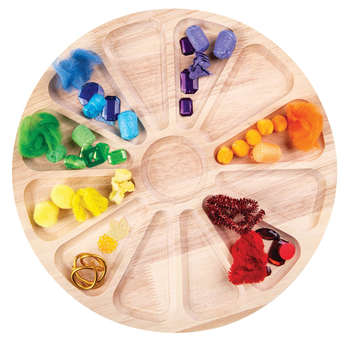Zart Wooden Colour Wheel Tray 30cm Round Solid Beechwood 12 Segments