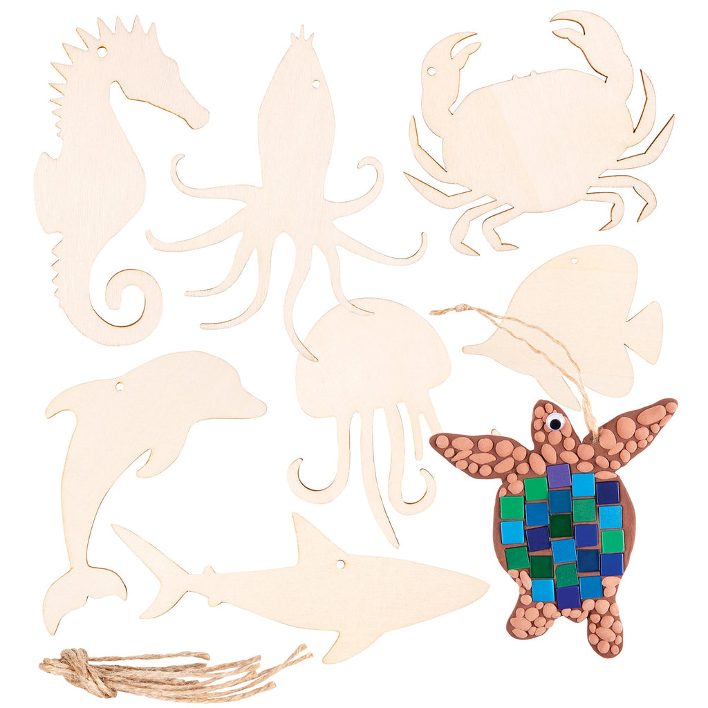 Zart Wooden Australian Sea Creature Shapes Pack of 24 8 Designs 5 to 14cm