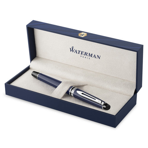 Waterman Expert Blue Lacquer Fountain Pen Medium Nib