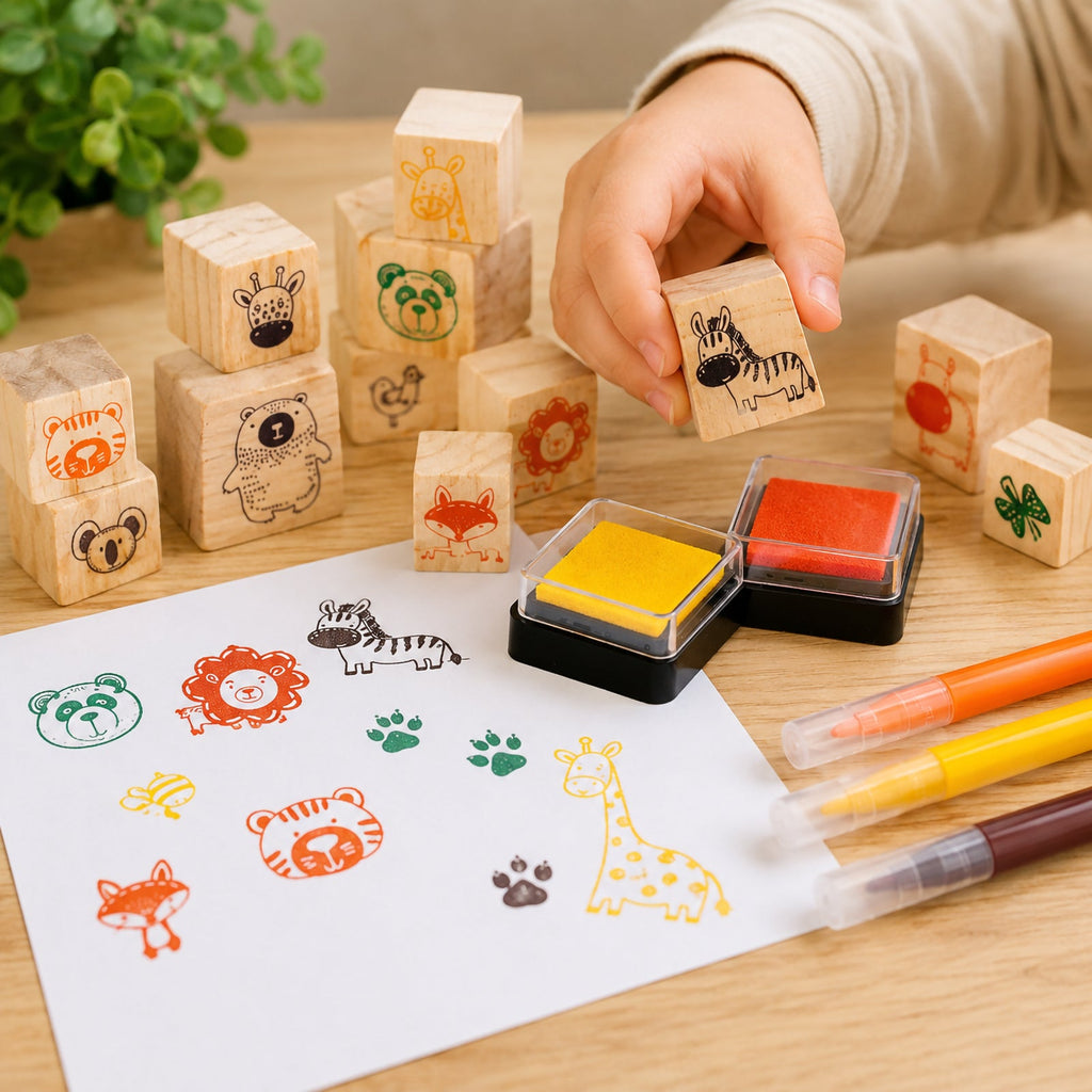Wooden Stamp Set All About Animals