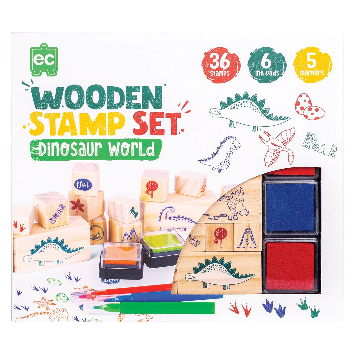 Wooden Stamp Set Dinosaurs