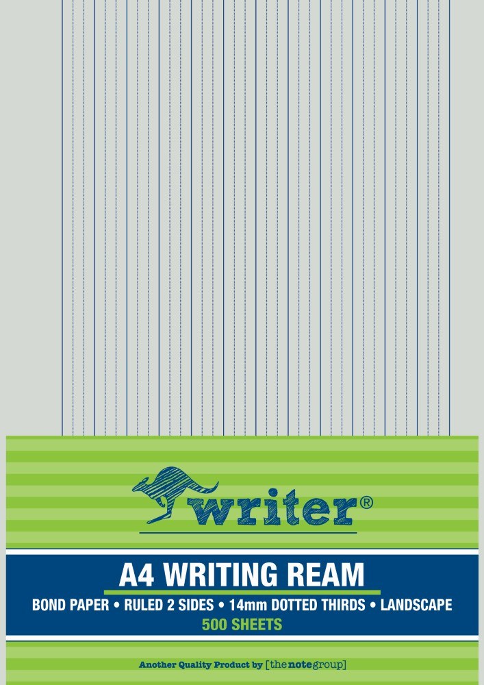 Writer A4 Exam Paper 14mm Dotted Thirds Landscape Ream of 500 Sheets