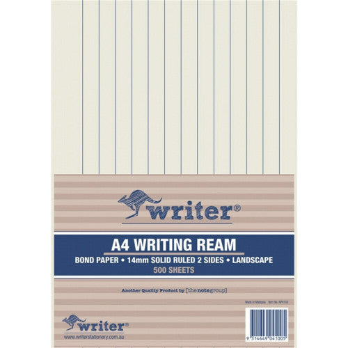 Writer A4 Exam Paper 14mm Solid Ruled Landscape Ream of 500 Sheets