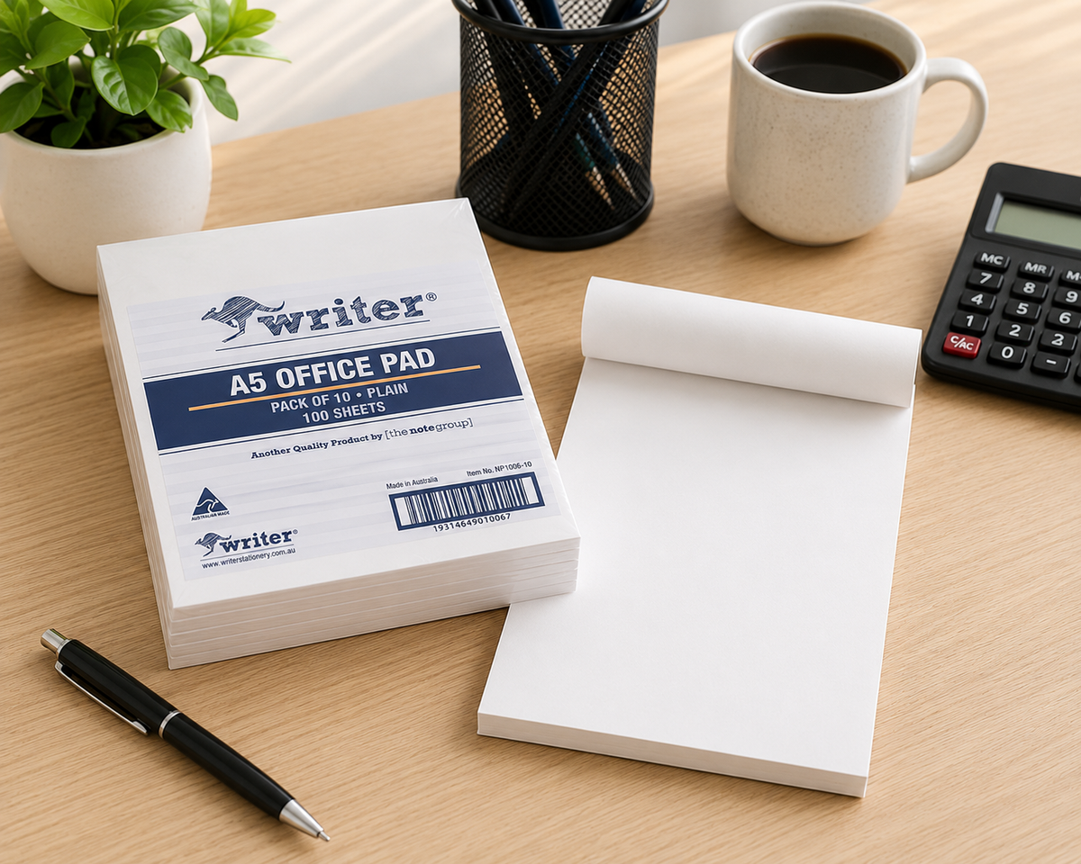 Writer Bank Office Pad Plain 100 Sheet A5 200 x 150mm Pack of 10