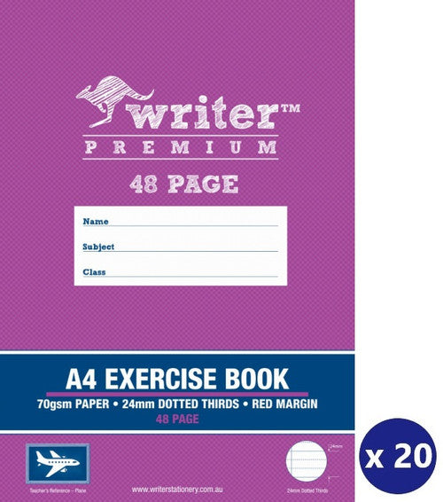 Writer Premium Exercise Book A4 48 Page 24mm Dotted Thirds with Margin