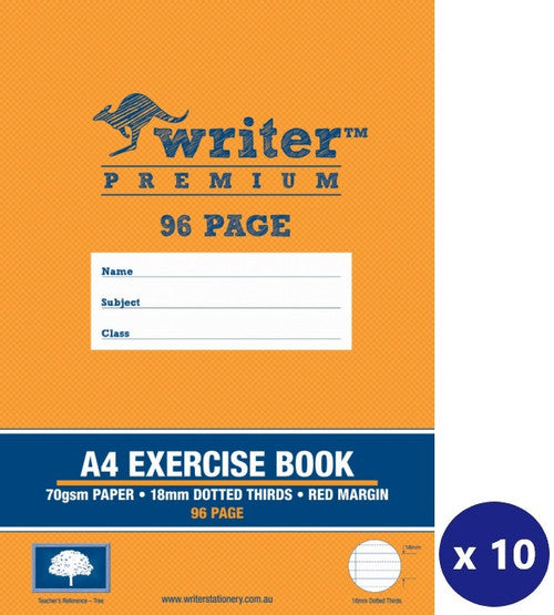 Writer Premium Exercise Book A4 96 Page 18mm Dotted Thirds with Margin