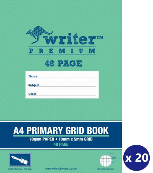 Writer Premium Primary Grid Book A4 48 Page 10x5mm Paint Brush
