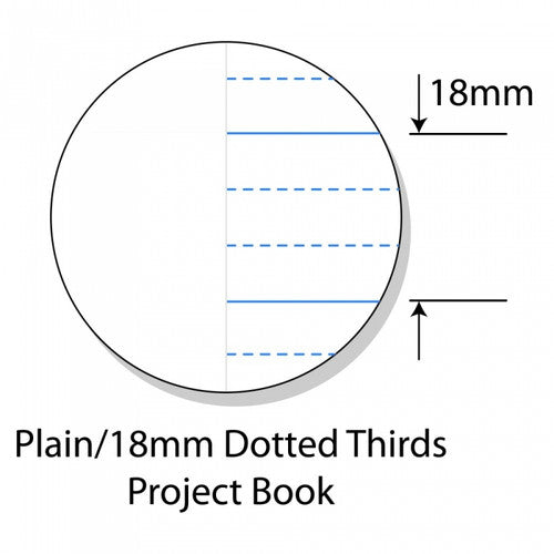 Writer Premium Project Book A4 48 Page Plain Plus 18mm Dotted Thirds with Margin Sun Pack of 20