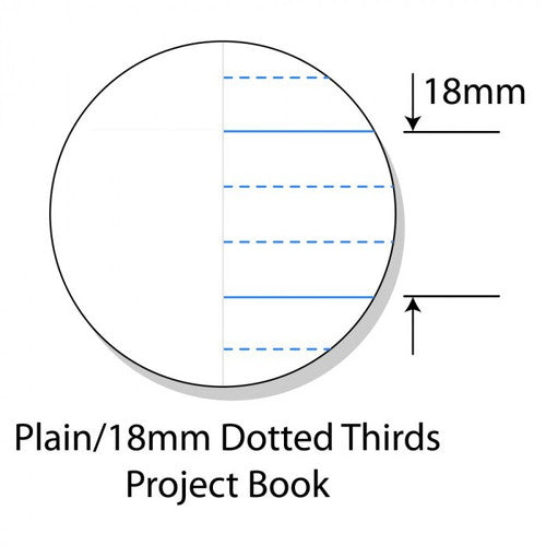 Writer Premium Project Book A4 96 Page Plain Plus 18mm Dotted Thirds with Margin Moon Pack of 10
