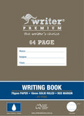 Writer Premium Writing Book A4 64 Page 18mm Solid Ruled with Margin