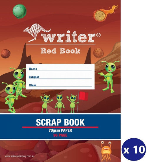 Writer Red Book Scrap Book 330 x 240mm 96 Page 70gsm Pack of 10