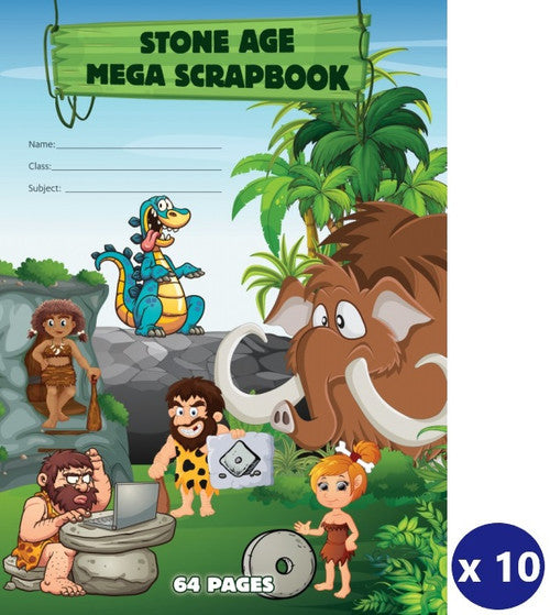 Writer Stone Age Mega Scrap Book 330 x 240mm 64 Page 70gsm Pack of 10