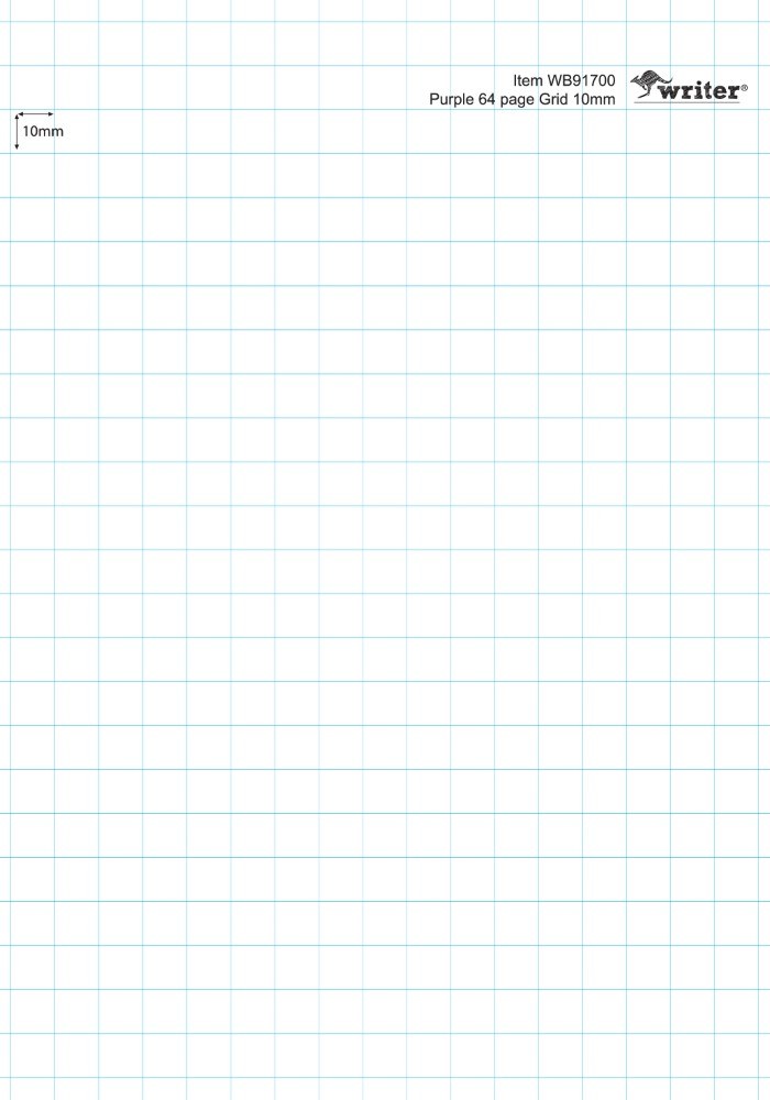 Writer Student Notebook 64 Page 10mm Grid Purple Pack of 20