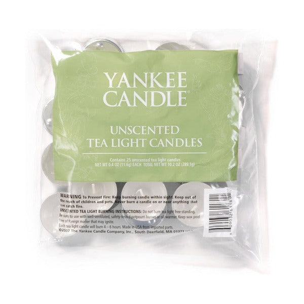 Yankee Candle Unscented Tea Light Candles Pack of 25