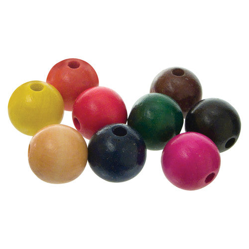 Zart Wooden Beads Round 25mm Assorted Pack of 100