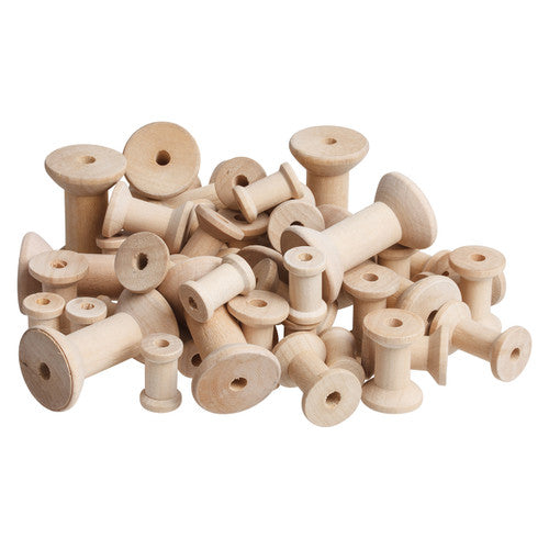 Zart Wooden Spools Natural Assorted Pack of 50