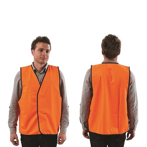 Zions Daytime Hi Vis Safety Vest Fluoro Orange Large Pack of 5