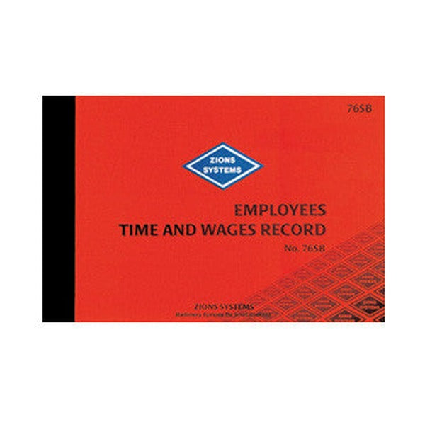 Zions Employees Time and Wages Record Book