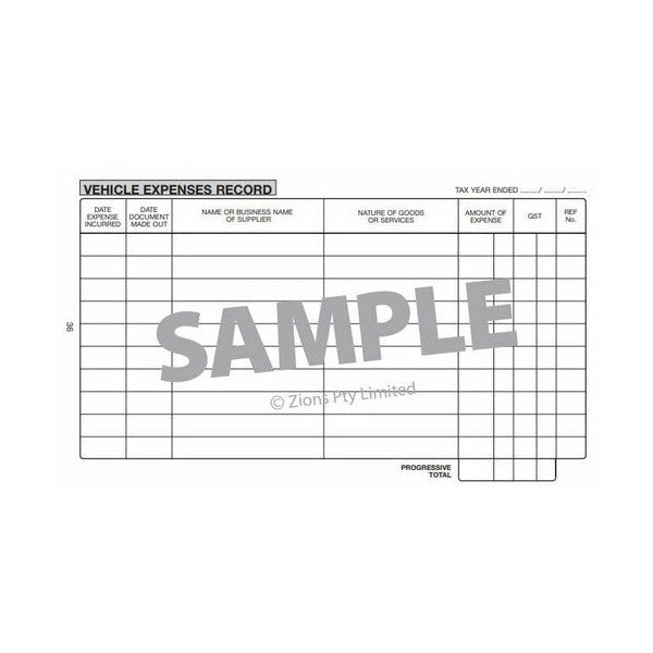 Zions Pocket Vehicle Log and Expenses Record Book