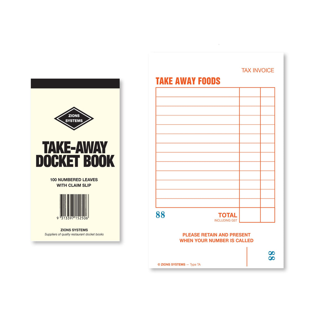 Zions Takeaway Docket Book