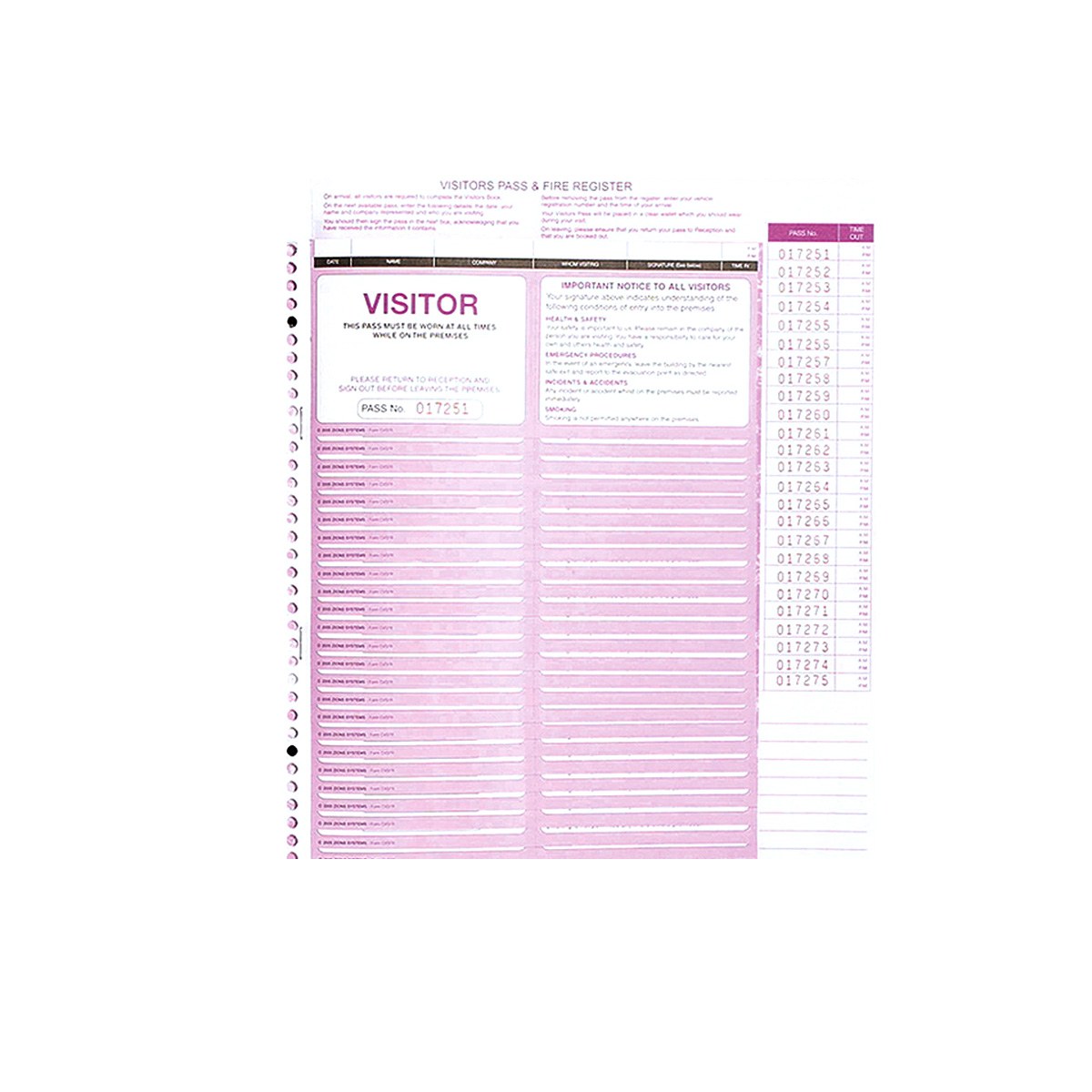 Zions Corporate Visitors Security Format Register Refill