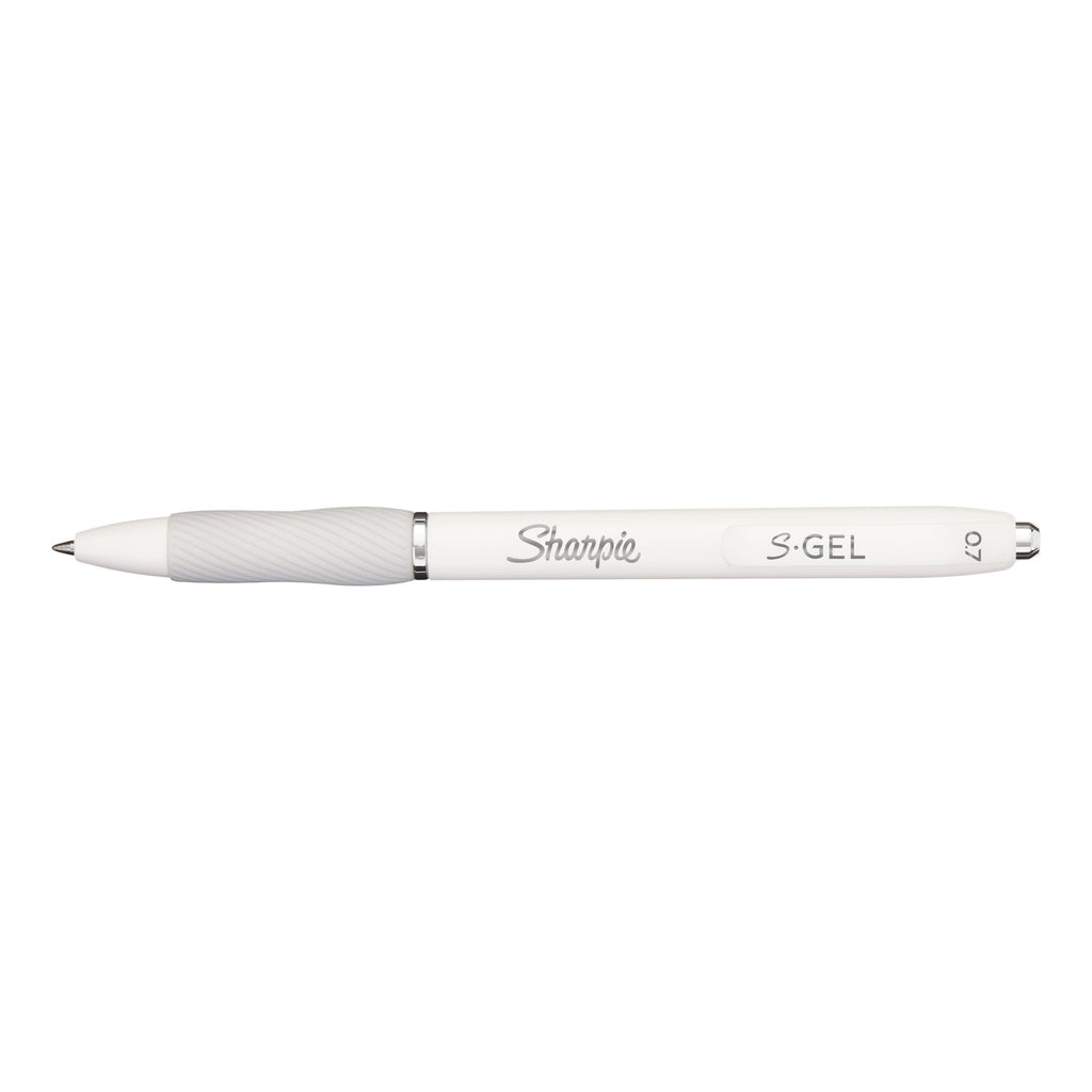 Sharpie S-Gel Retractable Pen Medium Point 0.7mm Pearl White Barrel Black Ink Pack 4 Box of 6