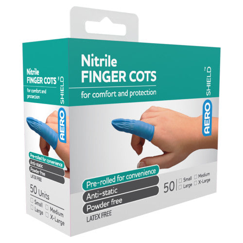 Aeroshield Large Nitrile Finger Cots Box of 50