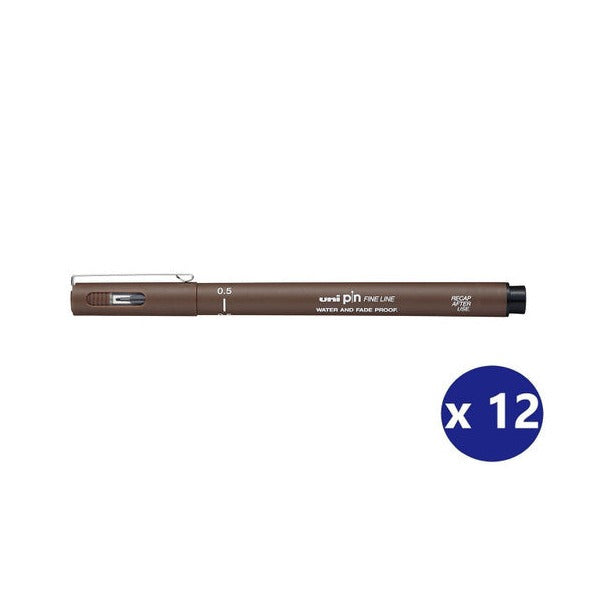 Uni Pin Fineliner 0.5mm Sepia Box of 12