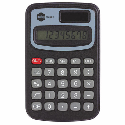 Marbig 8 Digit Pocket Mini Calculator Black