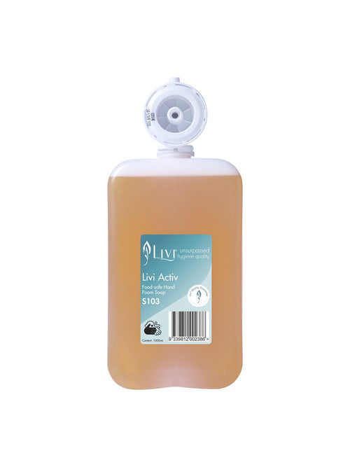 Livi S103 Activ Food Safe Hand Foam Soap 1000ml Carton 6