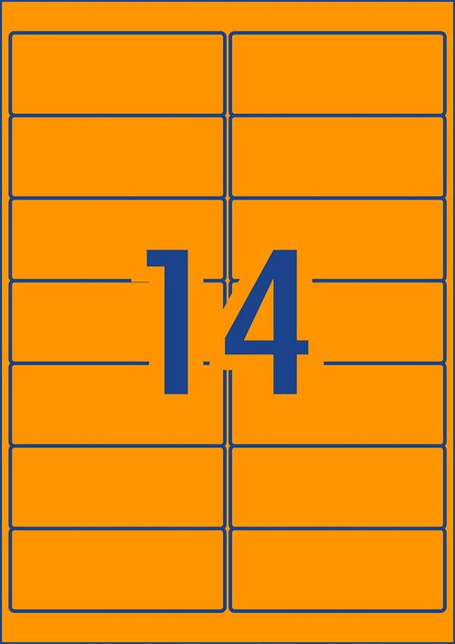 Avery Fluoro Orange High Visibility Shipping Labels L7163FO 99.1 x 38.1mm 14UP 350 Pack