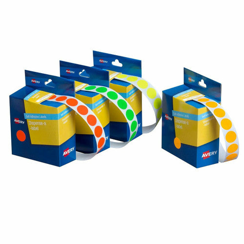 Avery Fluoro Orange Circle Dispenser Labels 24mm Removable 350 Pack