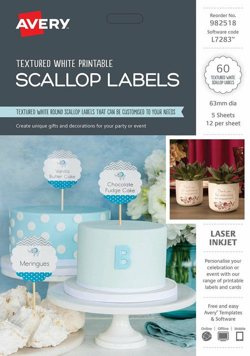 Avery Scallop Labels L7283 63mm diameter Pack 60